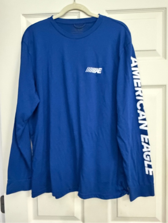 American Eagle Outfitters Other - American Eagle Outfitters Royal Blue Long Sleeve Tee with White Sleeve Script
